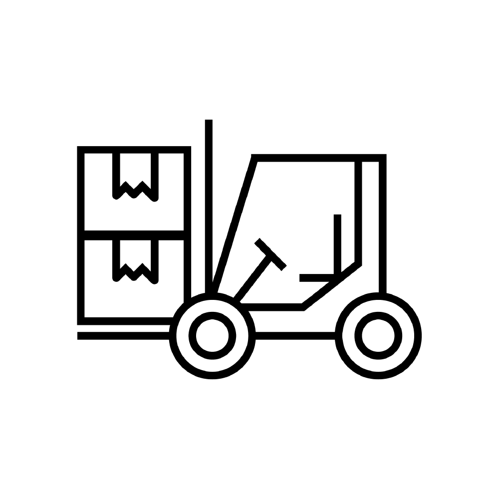 Ein Gabelstapler, auch bekannt als Flurförderzeug, ist auf dem Icon abgebildet.